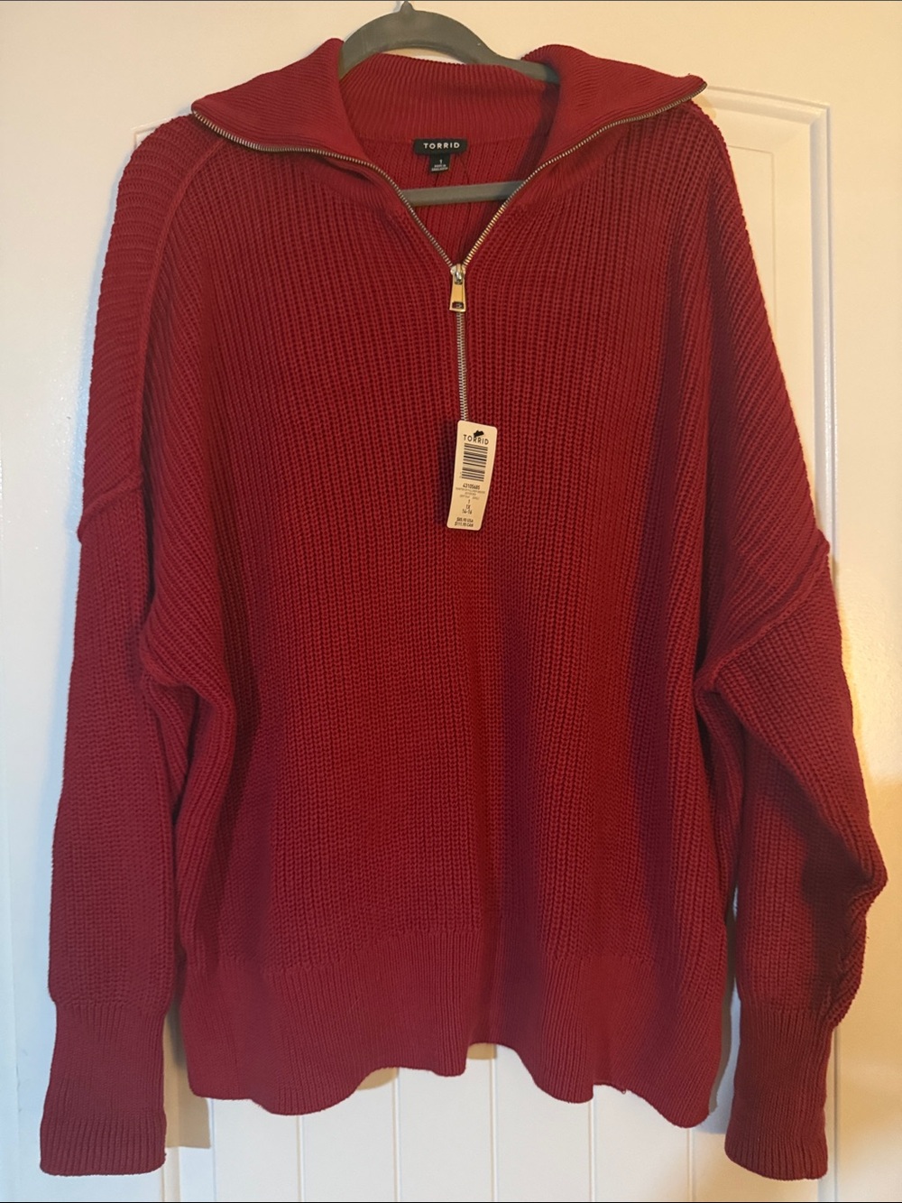 Torrid Oversized NWT Red Half-Zip Knit Sweater